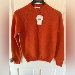 Mango Men's Vibrant Orange Wool Crewneck Sweater